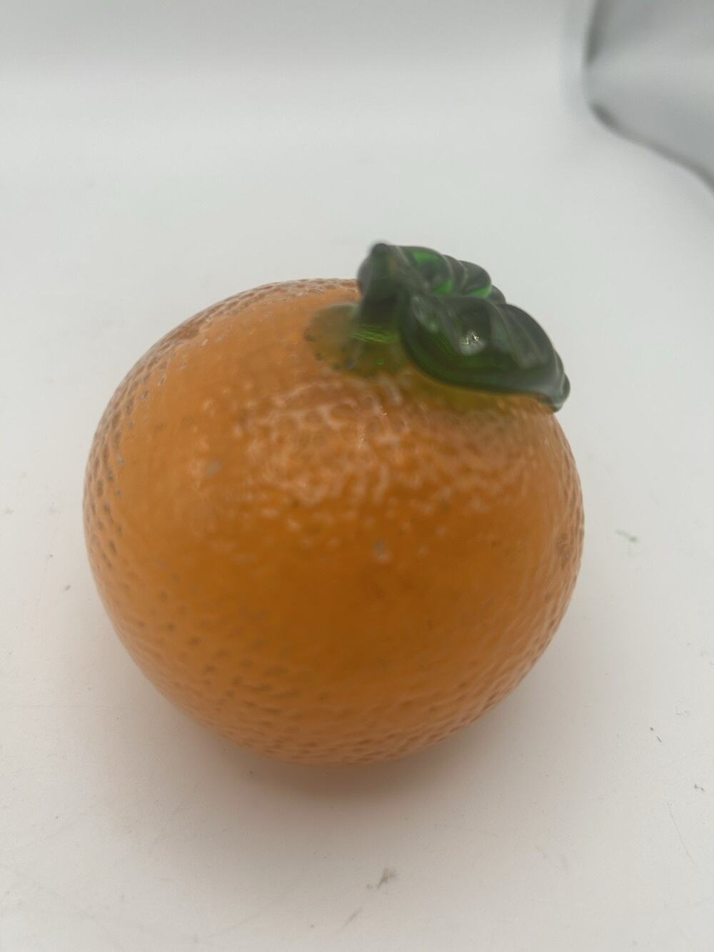Vintage Hand Blown Glass Orange Paperweight Textured Decorative Fruit in EUC